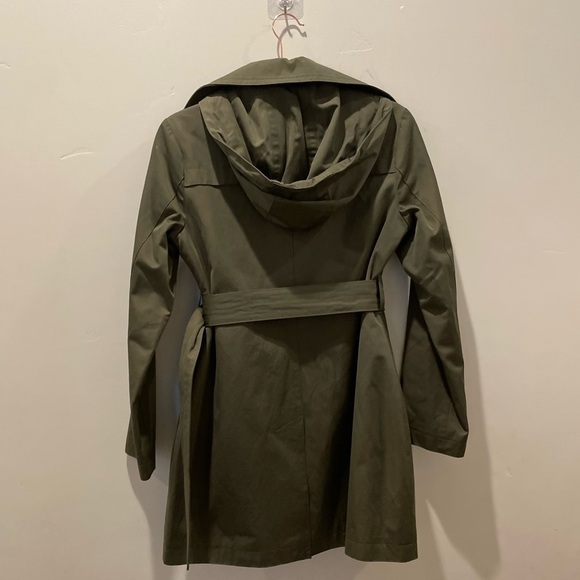 Michael Kors Belted Rain Trench Coat Removable Lining Hood Olive Green Size PXS - Picture 4 of 13